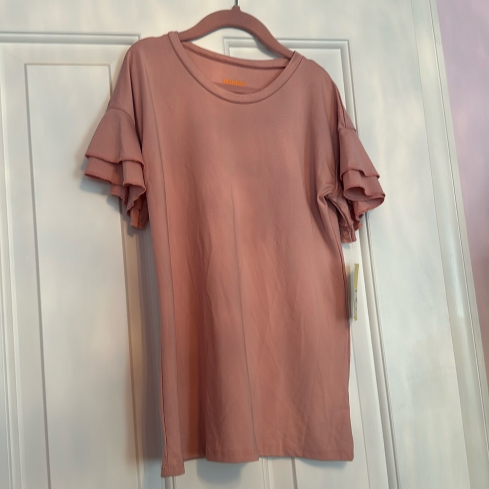 Pink Ruffled Sleeve Kids Shirt